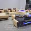 CBMMART modern style living room sectional white leather sofa with speaker, USB charger and LED lighting