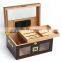 for xiga Hot Sales New Design Glass Top Fashion digital hygrometer Cedar Wooden Square Cigar Humidor