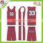 Top quality basketball red jersey and short wholesale custom reversible basketball jersey