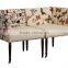 Home furniture upholstery fabric two seat French chair with casters
