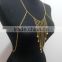 2015 Hot Sexy Imitation Pearl Multi-layer Cross Shoulder Chain Necklace, Body Chain Jewelry for Women