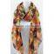New Style 4 Colors 100% Polyester Silk Feel Scarf Fish Printed Scarf