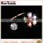 Rose gold plated flower design zircon engagement ring