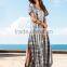 Dresses latest women girl design fashion photos Tie-dye V Neck Short Sleeve Split Long Dress