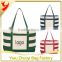 Cotton Canvas Natural Tote Bag with Strips Print