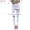 Wholesale Price Newly Europe Knees Ripped Ladies Jeans Top Design