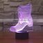 3D Optical Night Light Boot Shoes 7 RGB Light Colors 10 LEDs AA Battery or DC 5V Mixed Lot