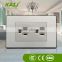 USA American Standard fashion multi double 3 pin brushed stainless wall power electrical socket