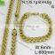Hot Classic Stainless Steel Gold Plated Necklace and Bracelet Jewelry Set