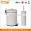 Traditional Stainless Steel Waste Bin and Toilet Brush Holder