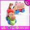 Kid's intelligence Wooden pull along train toy with animal blocks W05C019