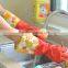 Household dish cleaning colorful long protective latex gloves,warm fleece-lined latex gloves