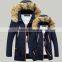 Custom Warm Fur-collar Windproof Jacket Unisex Parka Cotton Padded Men Winter Jacket