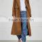 Wholesale Ladies Apparel Simple Design Caremel Faux Suede Trench Coat(DQE0353C)