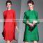 Chinese national style plus size ladies draped dress with buttons