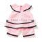 Wholesale lovely pink baby girl clothes bownot stripe clothing 100%cotton frock designs of baby two pieces clothes set