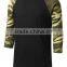 Classic Crewneck 3/4 Sleeve Raglan Shirt Men's Casual Baseball T Shirt with Camo Sleeves Jersey Shirt Wholesale