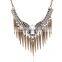 Western trendy tassel luxury mandarin orange rhinestone crystal vintage statement necklace jewelry