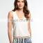 2016 Guangzhou Shandao Fashion Design Summer Casual Sleeveless Tassels Bottom Round Neck White Cotton New Style Top For Girls