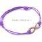 2PCs Bronze Metal Infinity Faux Suede Leather Cord Charm Bracelets