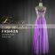 2016 Hot Sales Sexy Beaded Purple Fashion Boob Tube Evening Dress