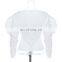 TWOTWINSTYLE Pearls V Neck Ruched Puff Sleeve Irregular White Blouse Women 2020 Spring