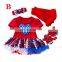 US National Day Baby Harness Dress Set Newborn Baby Stars Flag Set RUFFLE LEGGINGS SHOES