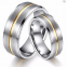 Polished Shiny Yellow Plated Grooved Tungsten Carbide Ring Mens Ring