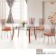 Modern Home Dining Room Furniture 6 Seat Soildwood Glass Dinning table set leather and metal dinning chairs