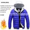 Wholesale custom large size fashion trend men's long-sleeved down warm hooded smart heating adjustable temperature jacket in win