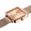 HANNAH MARTIN 108 Square Simple Women Water Resistant Mesh Strap Watches Analog Ladies Stainless Steel Watch