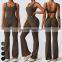 Custom Sexy Bodysuit Workout Wear Gym Fitness Bodysuit Sleeveless Racer Back Hollow Out One Piece Jumpsuits Women Yoga Jumpsuit