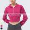 High Elastic Waist Running Sports Clothing Long Sleeve Double Head Zipper Short Gym Fitness Jackets Women Hooded Yoga Jacket