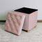 Foldable storage velvet ottoman-Pink