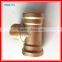 High quality low-priced high temperature casting copper tee, brass parts, connectors