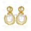 Hot Selling New Design Pave Setting 18K Gold Plated Fashion Drop Pearl Earring