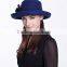 Wide Brim Winter Felt Hillbility Ladies Hat With Flower On Side