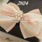 Beige Chiffon Ribbon With Rhinestone Hair Clip Hair Bow Flowers Accessories