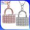 Custom White Gold Plated Cubic Zirconia CZ 925 Sterling Silver Lock Pendant Necklace Pendant