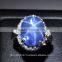 14x11MM Blue Star Sapphire Ring Lab-Created Sterling Silver 92.5 Size 7