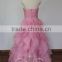 New Style Strapless Appliqued Sash Ruffled Pink Wedding Dresses