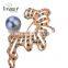 Best price jewelry golden and gun black hollow alloy with big pearl brooch jewelry