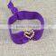 Multi-color glitter powder elastic wrist band with alloy love bracelet&bangle