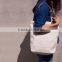 Blank Canvas Tote Bag With Leather Handle