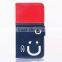 Contrast smile wallet leather case for Samsung S6