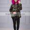 Hot Pink Thick Part Fox Fur Trimmed Luxury Ladies Fashion Short Parka