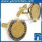 2015 embossed gold plating metal round cufflinks