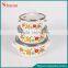 Flowers 3Pcs 12/14/16CM Glass Lid Enamel Pot Sets With Decoration