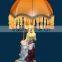 Lady Playing with Doves Ceramic Base Table Lamp, Gold Color Table Lamp