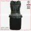 Sexy lady's elegant pure black bondage dress with peplum and belt